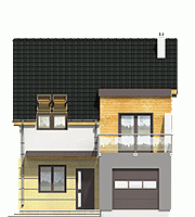 Rzut projektu Gwarek II z garażem - Elewacja