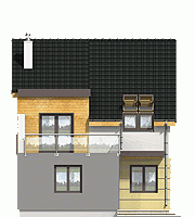 Rzut projektu Gwarek II z garażem - Elewacja