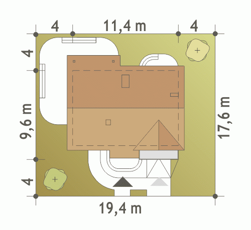 Rzut projektu Dominik z garażem - Usytuowanie na działce