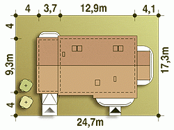 Rzut projektu Hirek z garażem - Usytuowanie na działce