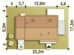 Rzut projektu Hirek trend z garażem - Usytuowanie na działce