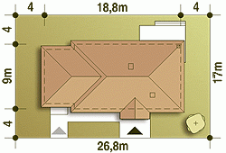 Rzut projektu Filipek A2 z garażem - Usytuowanie na działce