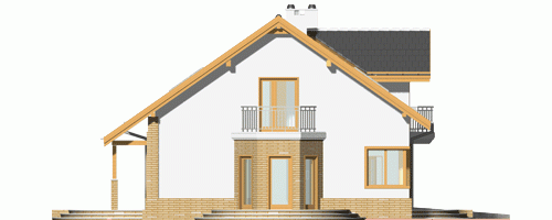 Rzut projektu Puszczyk z garażem - Elewacja