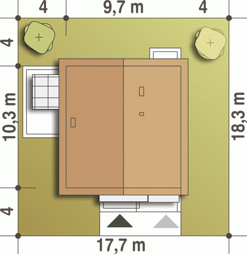 Rzut projektu Jarząbek z garażem - Usytuowanie na działce