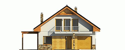 Rzut projektu Jarząbek z garażem - Elewacja