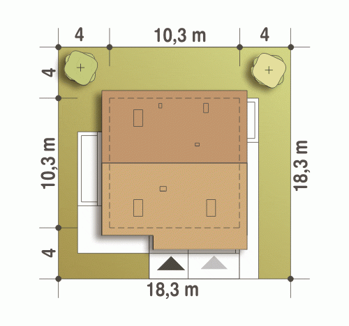 Rzut projektu Nowinka III z garażem - Usytuowanie na działce