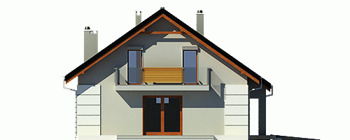 Rzut projektu Nowinka III z garażem - Elewacja