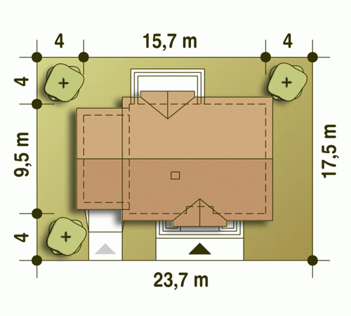 Rzut projektu Ares z garazem z garażem - Usytuowanie na działce