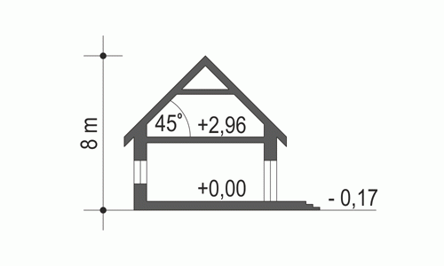 Rzut projektu Eco 5 A z garażem - Przekrój