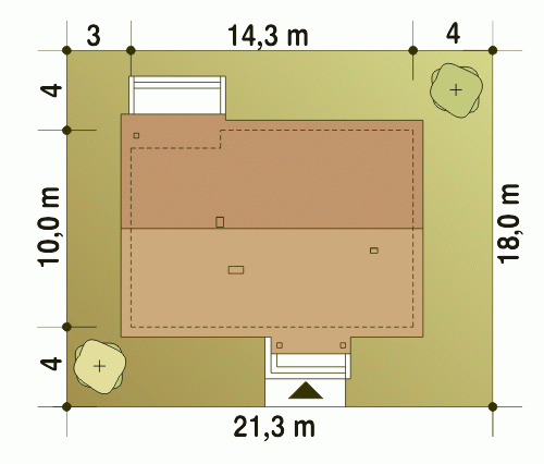 Rzut projektu Gąska II B - Usytuowanie na działce