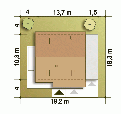 Rzut projektu Nowinka III A1 - Usytuowanie na działce
