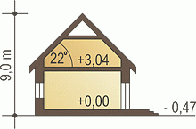 Rzut projektu Tamara z garażem - Przekrój