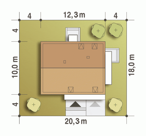 Rzut projektu Bernikla III z garażem - Usytuowanie na działce