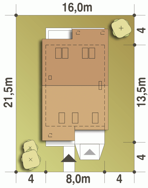 Rzut projektu Norbert z garażem - Usytuowanie na działce