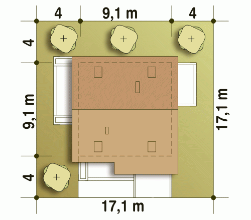 Rzut projektu Turkawka z garażem - Usytuowanie na działce