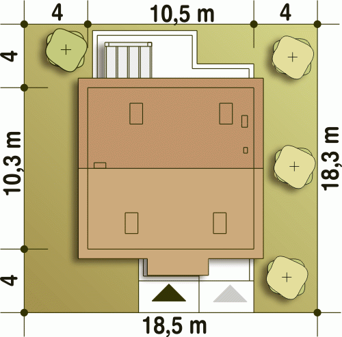 Rzut projektu Jarząbek III z garażem - Usytuowanie na działce
