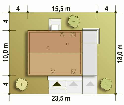 Rzut projektu Bernikla III A1 z garażem 2st. - Usytuowanie na działce