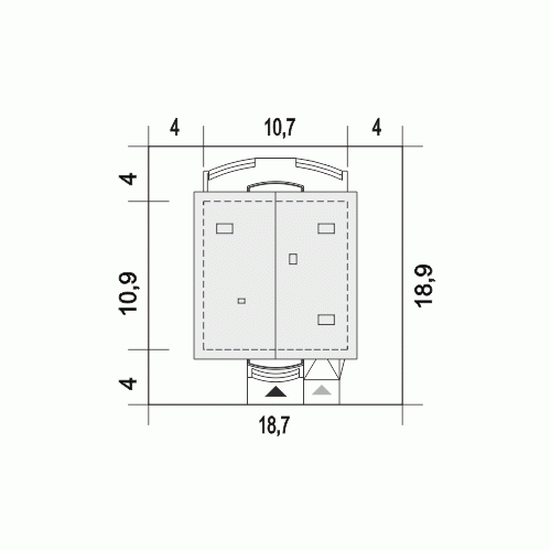 Rzut projektu Aksel z garażem - Usytuowanie na działce