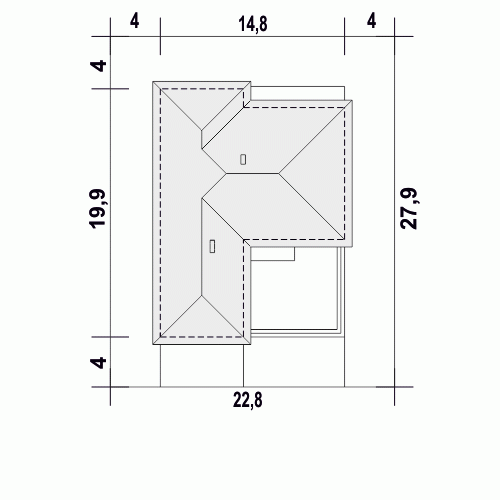 Rzut projektu Cyrus III z garażem 2st. - Usytuowanie na działce