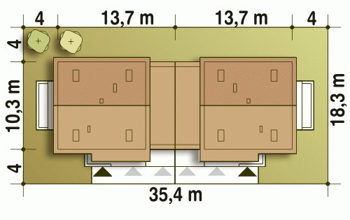 Rzut projektu Nowinka IV bliźniak A1-BL1 - Usytuowanie na działce
