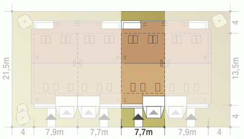 Rzut projektu Norbert szeregówka z garażem - Usytuowanie na działce