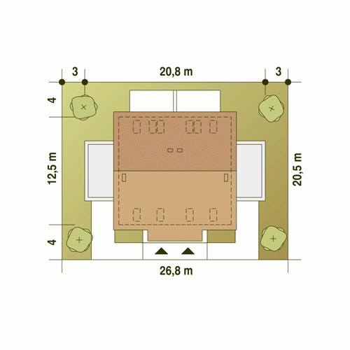 Rzut projektu Azalia A-BL1 z garażem - Usytuowanie na działce