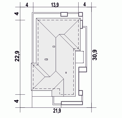 Rzut projektu Galena II z garażem 2st. - Usytuowanie na działce