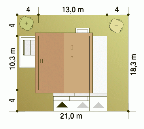Rzut projektu Jarząbek z G2 z garażem 2st. - Usytuowanie na działce