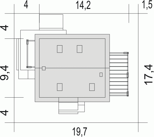 Rzut projektu Monika III z wiatą - Usytuowanie na działce