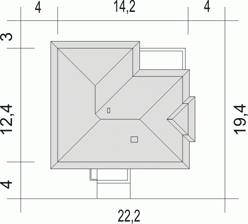 Rzut projektu Radek IV - Usytuowanie na działce