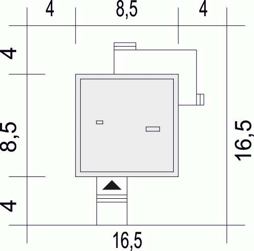 Rzut projektu Egon II - Usytuowanie na działce