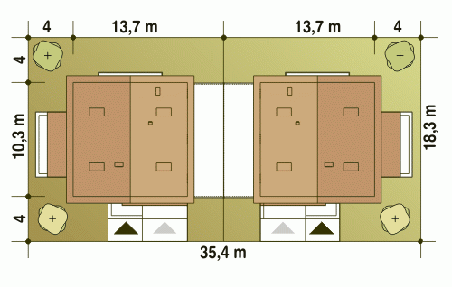 Rzut projektu Nowinka V A1 BL1 - Usytuowanie na działce