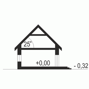Rzut projektu Bursztyn z garażem 2st. - Przekrój