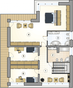 Rzut projektu S-GL 1094 New House - Piętro