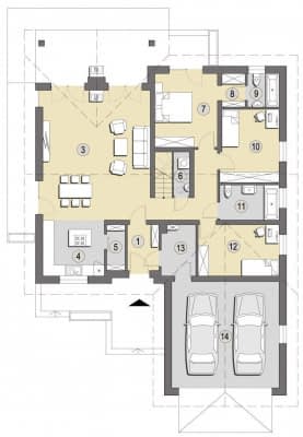 Rzut projektu Sarti B - Parter