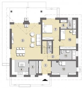 Rzut projektu Sarti C - Parter
