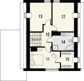 Rzut projektu Pionier 3 z garażem - Piętro