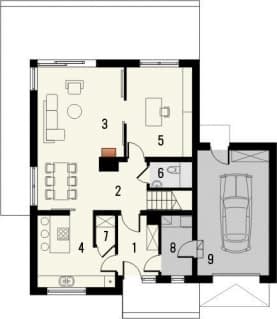 Rzut projektu Studio 32 - Parter
