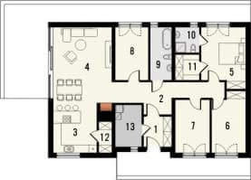 Rzut projektu Studio 68 - Parter