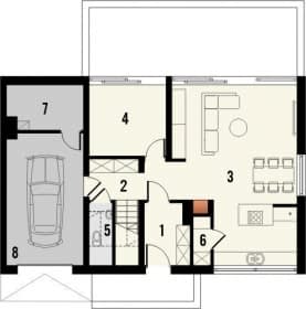 Rzut projektu Studio 72 - Parter
