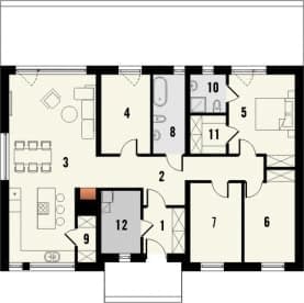 Rzut projektu Studio 77 - Parter