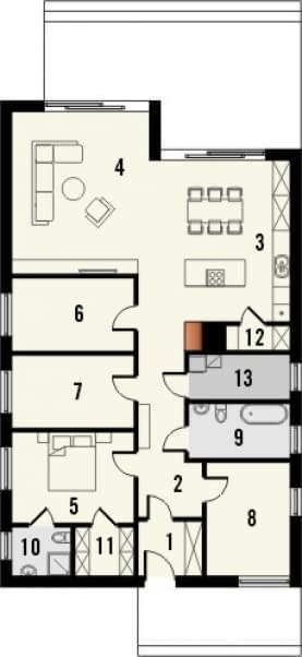 Rzut projektu Studio 89 - Parter