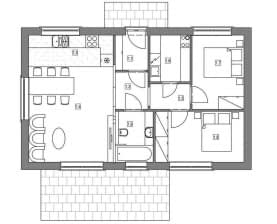 Rzut projektu domek na Miodowej 58-35 (003 ES 58-35) - Rzut parteru