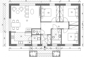 Rzut projektu domek na Piastowskiej 24-03 (002 ES 24-03) - Rzut parteru