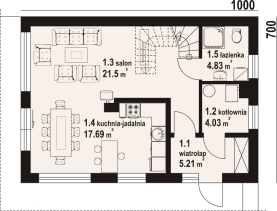 Rzut projektu świdnik aa 70 dws - Parter