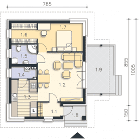 Rzut projektu Lucca IV (LMB71c) - Parter