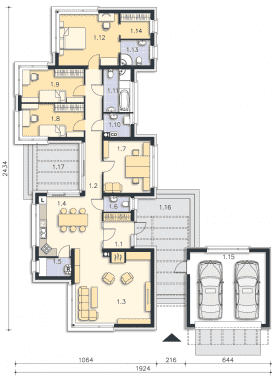 Rzut projektu Villach (DCB94) - Parter