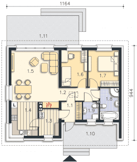 Rzut projektu Hobart (LMB85) - Parter