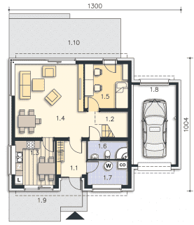Rzut projektu Dublin (DCP350) - Parter