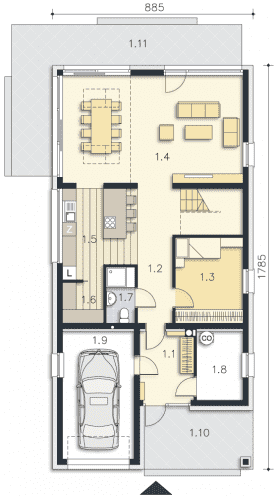 Rzut projektu Trogir (DCP406) - Parter